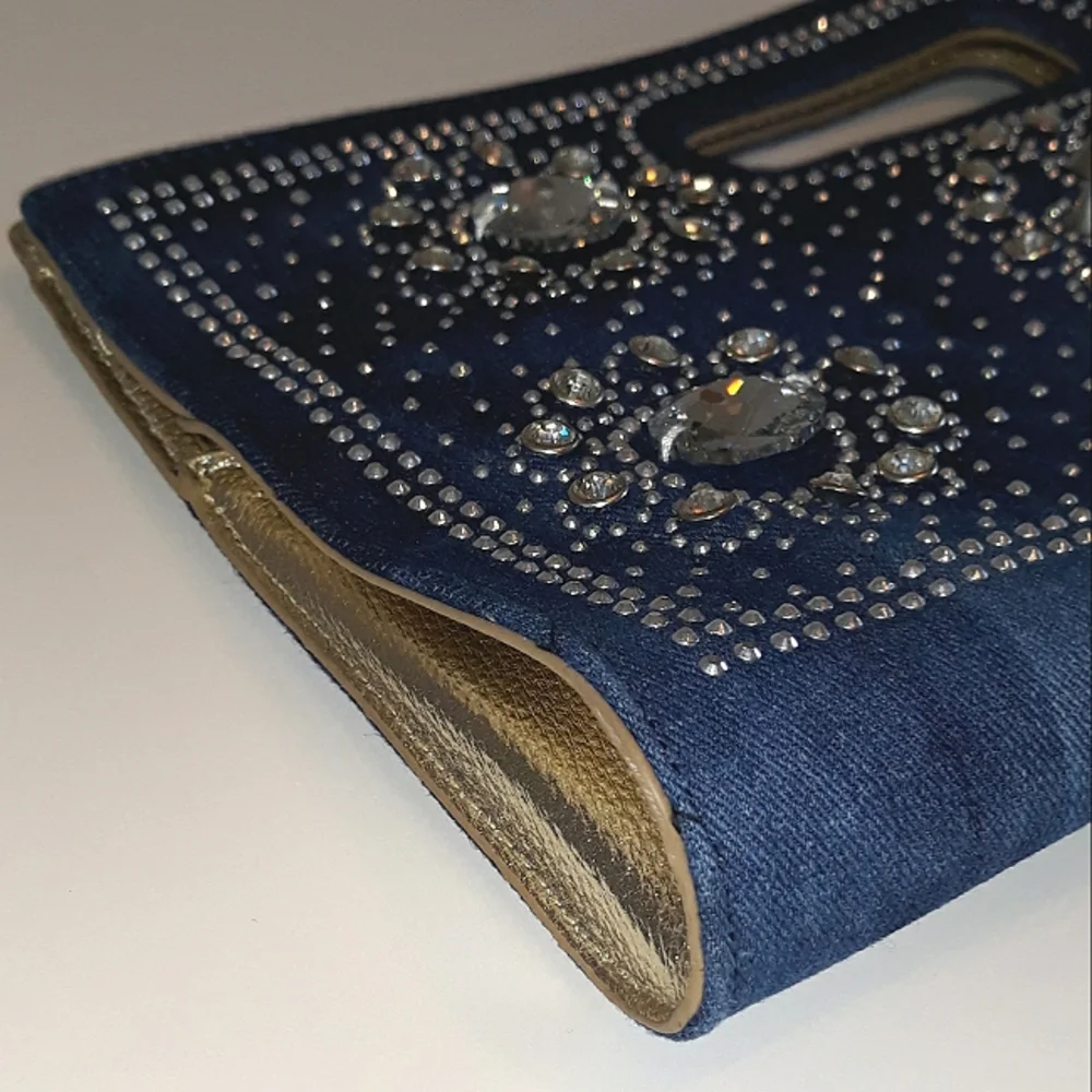 Rhinestone Bling Denim Clutch